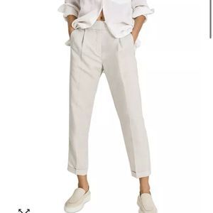 Reiss Lily pull on trousers linen blend straight leg us12